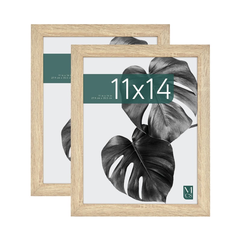 MCS Studio Gallery 11x14 Picture Frame Natural Woodgrain Rectangle Photo Frame for Photos Posters  Art Prints 2Pack