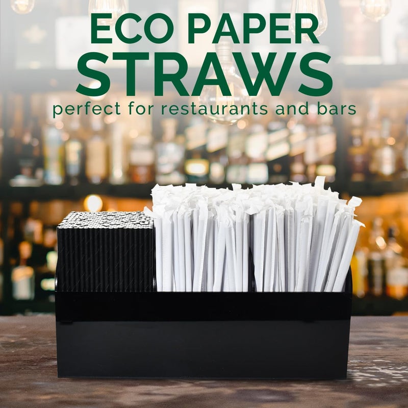 chunspak Black Paper Drinking Straws Bulk Individually Wrapped - 1000 Counts  7.75"" x0.24"" - For Cocktail  Coffee  Bars and Restaurants - Image 5