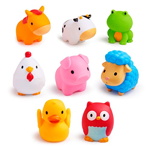 Munchkin Baby Bath Toy Squirts for Babies and Toddlers 9 Months and Up Farm Animal Squirters 8 Pack - Image 1