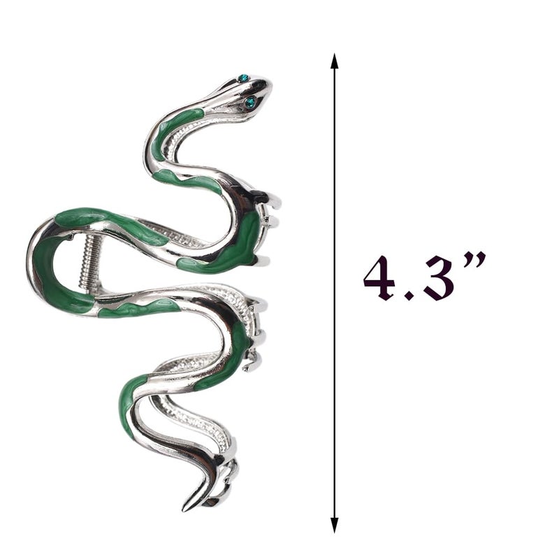 Ynxee Fashionable Green Snake Design Metal Hair Claws Non Slip 4.3" Big Hair Claws Clips Halloween Gothic Women Girls Hair Accessories - Image 2