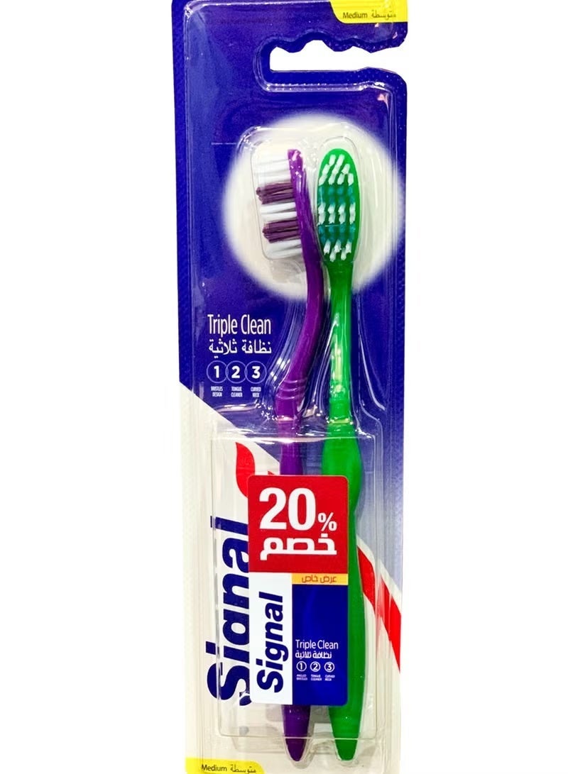 سيجنال فرشاة أسنان نظافة ثلاثية متوسطة متعدد الالوان