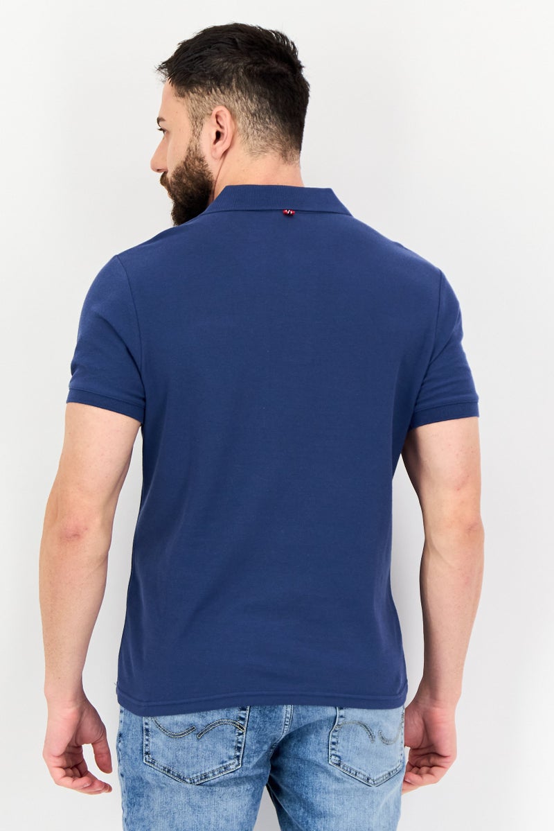 Nordland تي شيرت بولو قصير الأكمام للرجال بتصميم عادي مع شعار العلامة التجارية، أزرق رمادي - Image 3