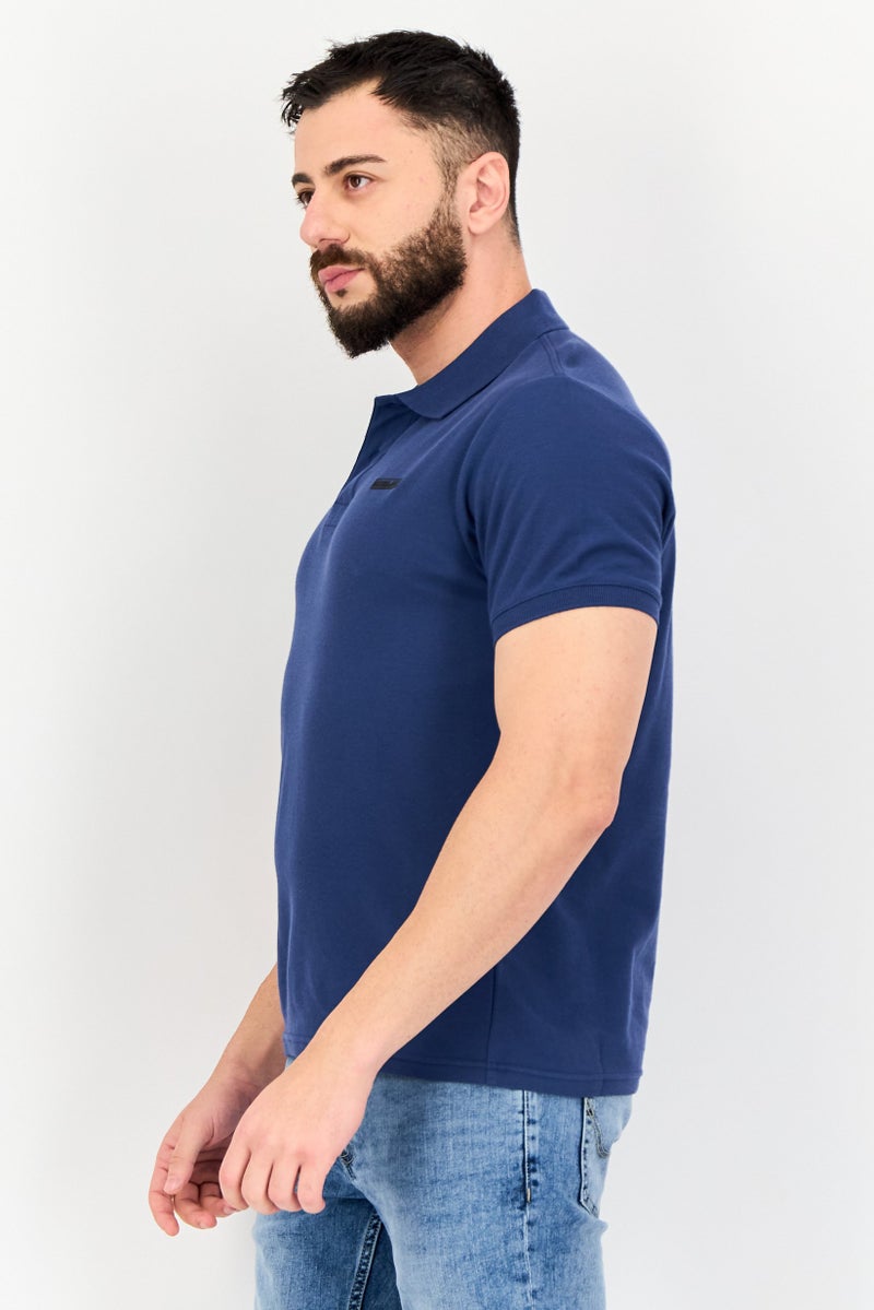 Nordland تي شيرت بولو قصير الأكمام للرجال بتصميم عادي مع شعار العلامة التجارية، أزرق رمادي - Image 2