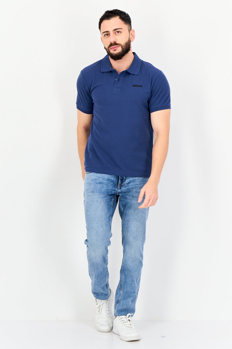 Nordland تي شيرت بولو قصير الأكمام للرجال بتصميم عادي مع شعار العلامة التجارية، أزرق رمادي - Image 4