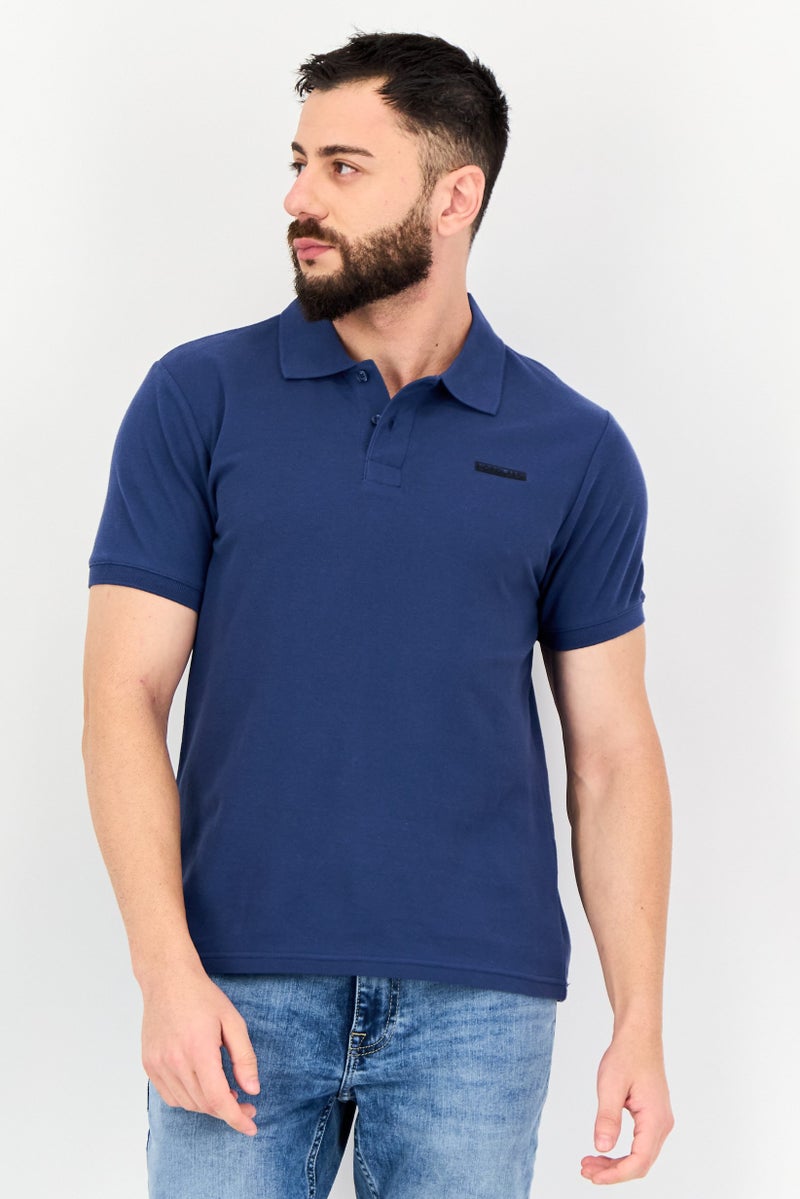 Nordland تي شيرت بولو قصير الأكمام للرجال بتصميم عادي مع شعار العلامة التجارية، أزرق رمادي - Image 1