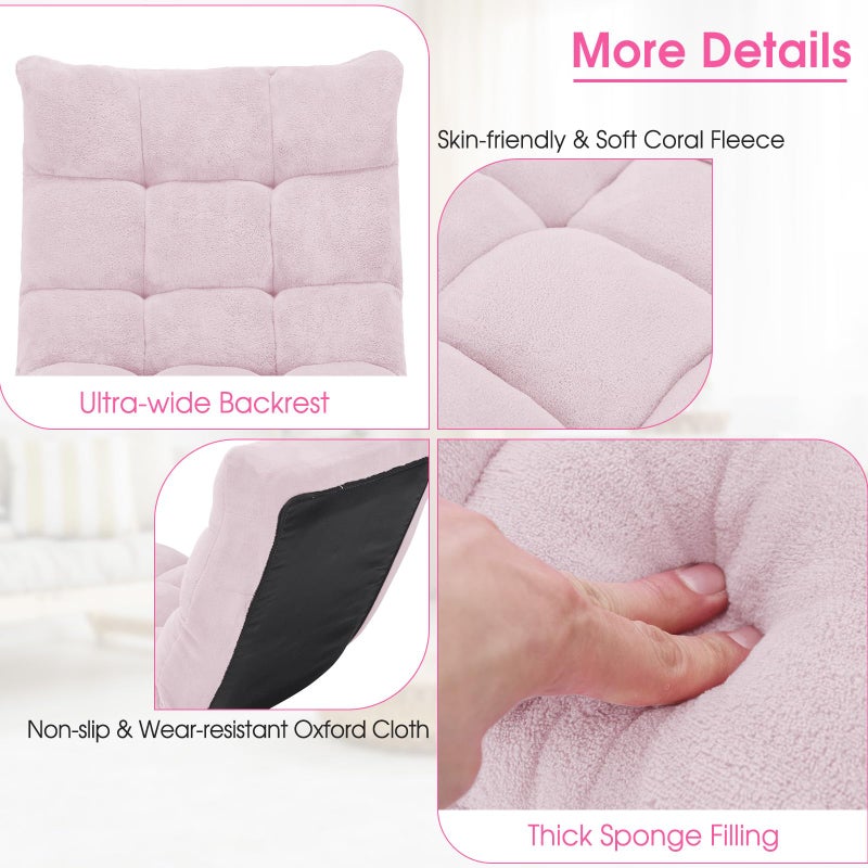 Giantex Floor Chair with Back Support, 14 Adjustable Position, Padded Sleeper Bed, Couch Recliner, Gaming Floor Chairs for Meditation, Adults, Living Room, Gaming Chair Floor, Light Pink - Image 5