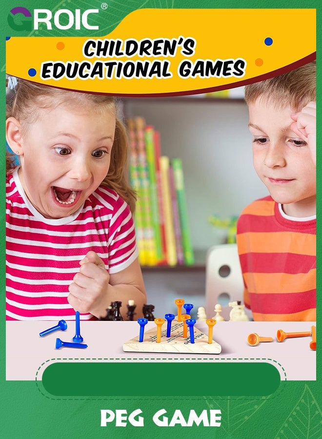 GROIC Wooden Triangle Peg Game, Sets, Educational Board Game for Teens and Adults, Travel Size, Strategy Toy, Fun Learning Puzzles - Image 4