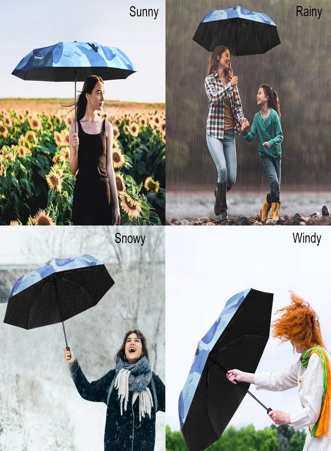 CUBY UV Sun Umbrella Compact Folding Travel Umbrella Auto Open and Close for Windproof, Rainproof & 99.9% UV Protection Parasol with Black Anti-UV Coating, Blue Whale, 108cm/42" - Image 5