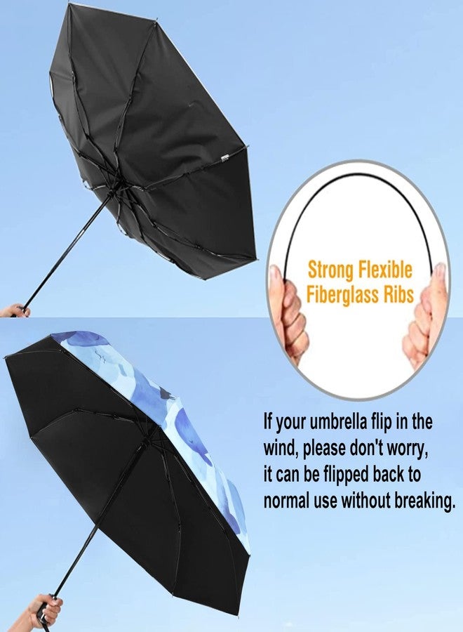 CUBY UV Sun Umbrella Compact Folding Travel Umbrella Auto Open and Close for Windproof, Rainproof & 99.9% UV Protection Parasol with Black Anti-UV Coating, Blue Whale, 108cm/42" - Image 4