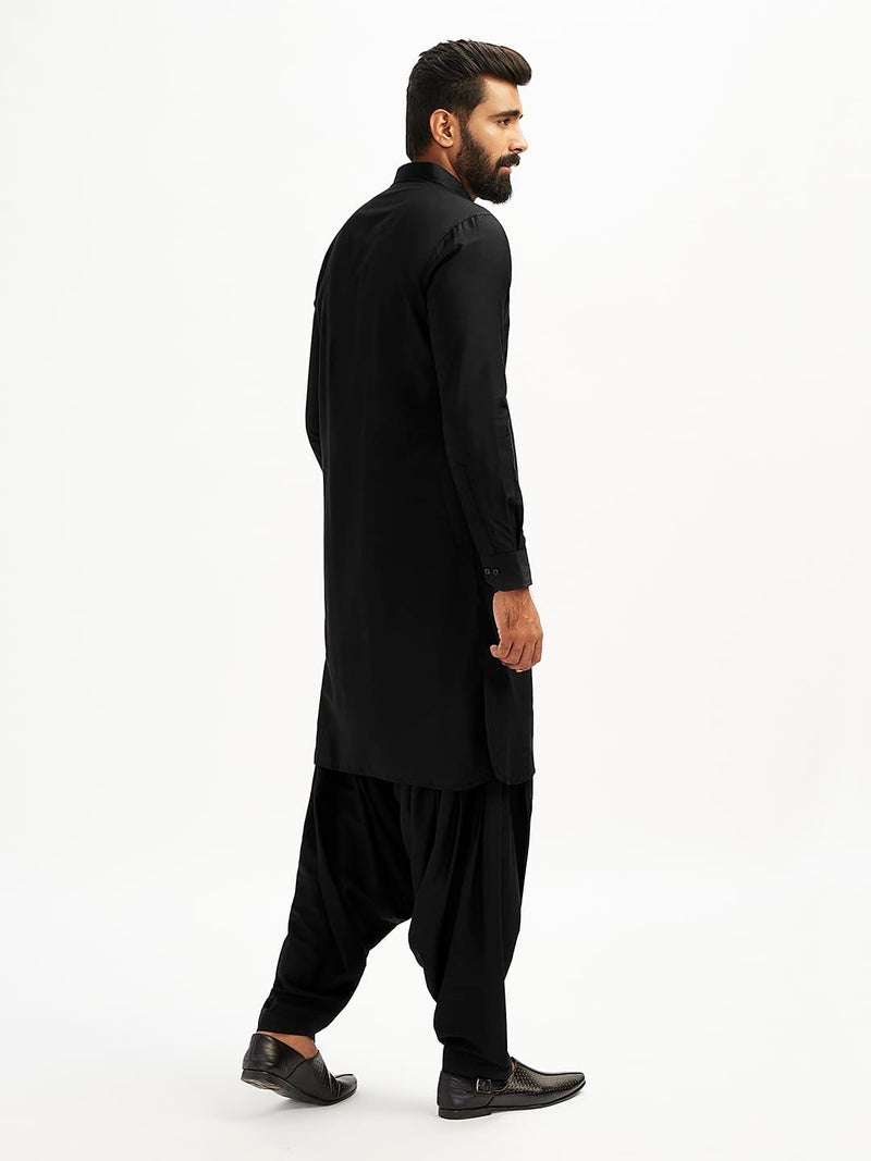 VASTRAMAY Men's Black Viscose Pathani Kurta Set, Traditional Pathani Khan Suit Set in Soft Comfortable Feel Viscose Fabric, and Salwar Patiala Pyjama for Weddings & Festival (VASMPT598BLnPTY1BL_36) - Image 5