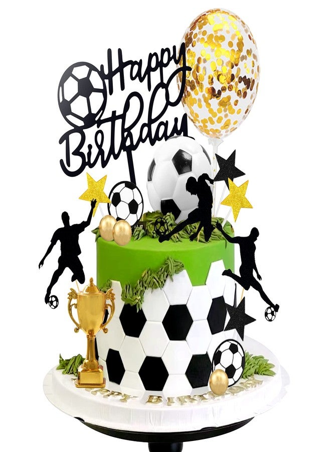 BANBALLON 28 قطعة من زينة كعكة كرة القدم على شكل لاعب كرة قدم، مثالية لحفلات أعياد الميلاد الرياضية. - Image 1