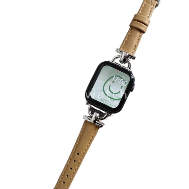 AD Rose Gold Classic Leather Strap Smartwatch Band Compatible with Apple Watch / SE with Adjustable Fit Replacement Strap for Daily Wear - Image 3