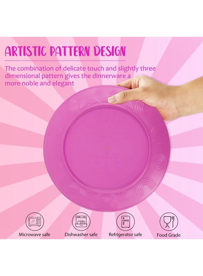 Perlapoc Wheat Straw Bowl and Plate Sets of 40 With Cup, Dishes Set for 8, Lightweight and Unbreakable Dinnerware Sets, Microwave Safe Plates, Dinner Bowls, Drinking Cups With 4 Color - Flower Color - Image 3