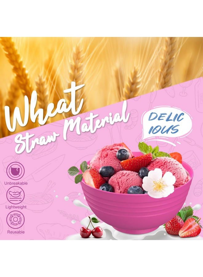 Perlapoc Wheat Straw Bowl and Plate Sets of 40 With Cup, Dishes Set for 8, Lightweight and Unbreakable Dinnerware Sets, Microwave Safe Plates, Dinner Bowls, Drinking Cups With 4 Color - Flower Color - Image 4
