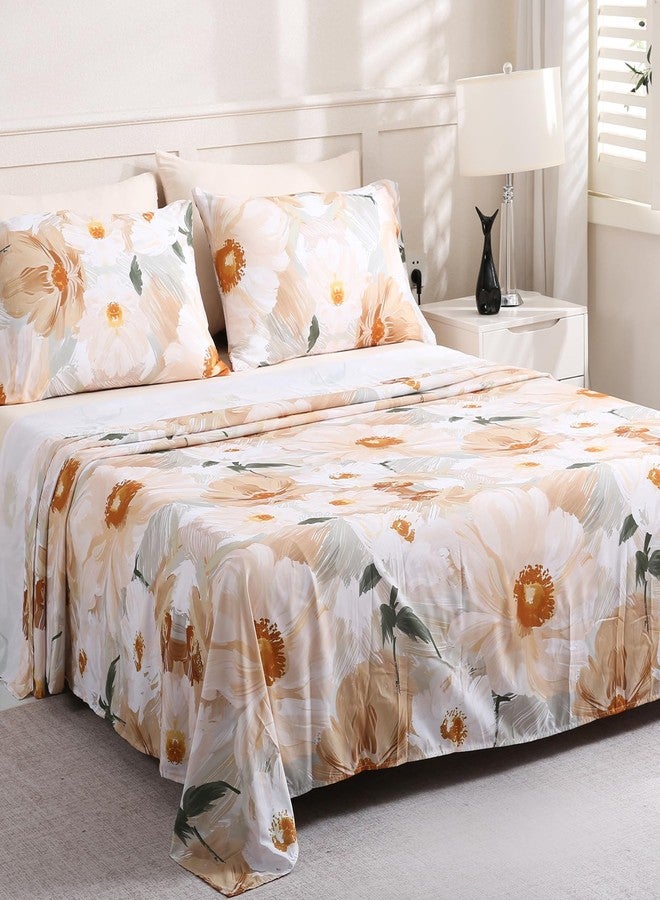 LONAVA Solid and Printed Queen Size Bed Sheet Set - 6-Piece, Includes Solid Fitted Sheet, Solid Pillowcases, OEKOTEX Certified, 100% Brushed Microfiber, Comfortable and Breathable, G24076 - Image 3