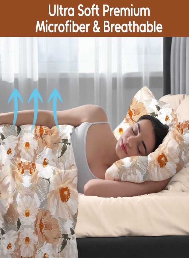 LONAVA Solid and Printed Queen Size Bed Sheet Set - 6-Piece, Includes Solid Fitted Sheet, Solid Pillowcases, OEKOTEX Certified, 100% Brushed Microfiber, Comfortable and Breathable, G24076 - Image 2