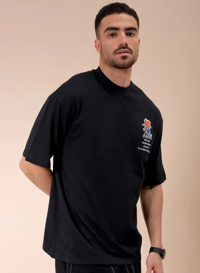 ذا انديان كراج كو Men Boxy Oversized Graphic Back Printed Round Neck Tshirt