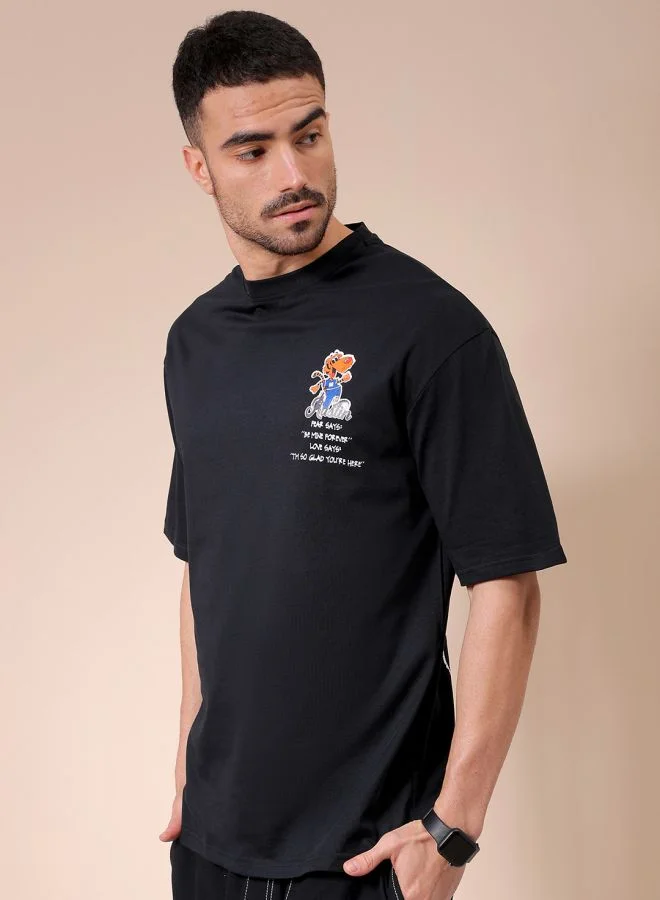 ذا انديان كراج كو Men Boxy Oversized Graphic Back Printed Round Neck Tshirt