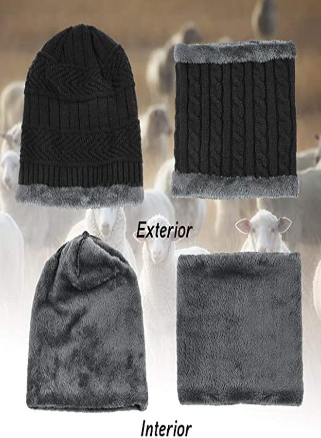 BeFall Winter Woolen Beanie/Skull Cap & Neck Warmer (Muffler) Combo for Winters with Faux Fur Inner Side |Warm Hat | Winter Cap for Man | Woolen Cap (SingleBlack) - Image 2
