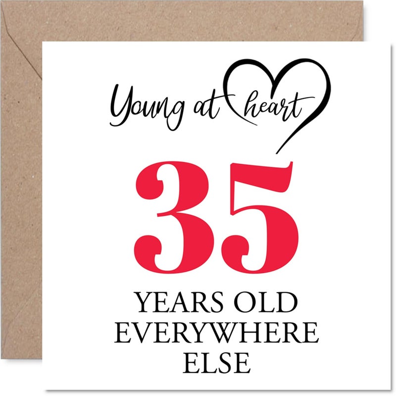 Stuff4 35th Birthday Cards for Men Women - Young at Heart - Happy Birthday Card for 35 Year Old Man Woman Neighbor Daughter Wife Aunt  5.7 Inch Bday Greeting Cards - Image 1