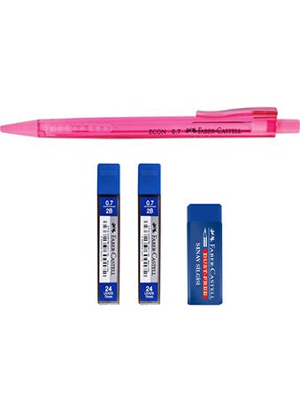 FABER-CASTELL - Econ 0.7 Tip Pen and 2 Pieces 0.7 Tip and Exam Eraser - Image 1