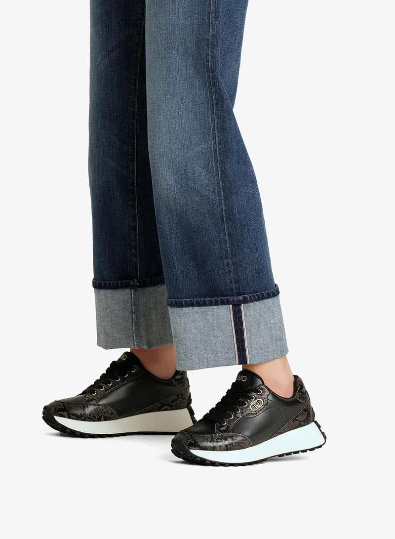 ليو جو أحذية رياضية جلدية وشبكية لامعة