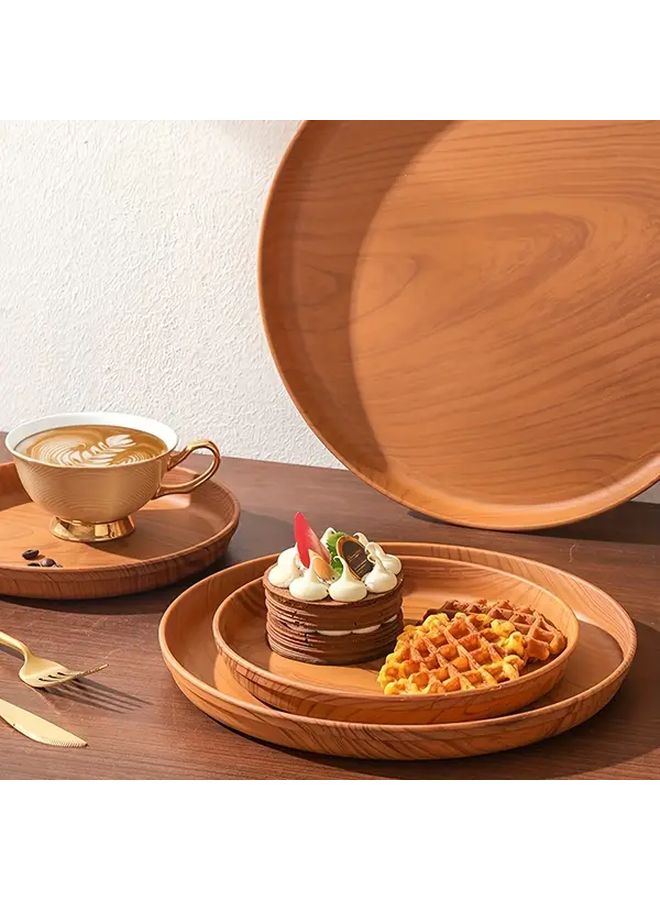 Wood Grain Round Serving Tray Set Of 3 Pieces Durable And Easy To Clean For Meals And Guests - Image 4