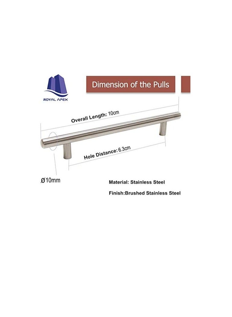 Stainless Steel Kitchen Cabinet Drawer T-Bar Cabinet & Furniture Pull Cabinet Door Handles and Pulls Cabinet Knobs Brushed Nickel. (10 x Hole Size 6.3 CM, Pack of 5)  - Image 2