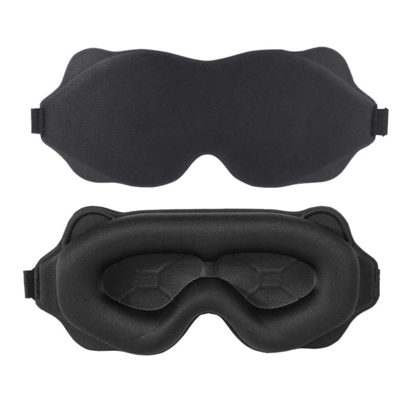 Sleep Mask: Black Contoured Side Sleeper-friendly - Adjustable Strap Washable Soft Breathable Nylon Spandex Blend Travel Eye Mask For Home Travel & Night Sleep - Image 3