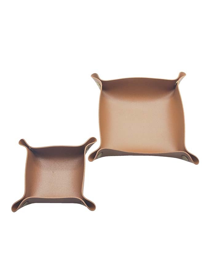 Cynthia 2PC Leather Tray Storage Box - Practical Storage Box for Wallets, Jewelry, Watches, Keys, Coins, Cell Phones and Office Equipment 