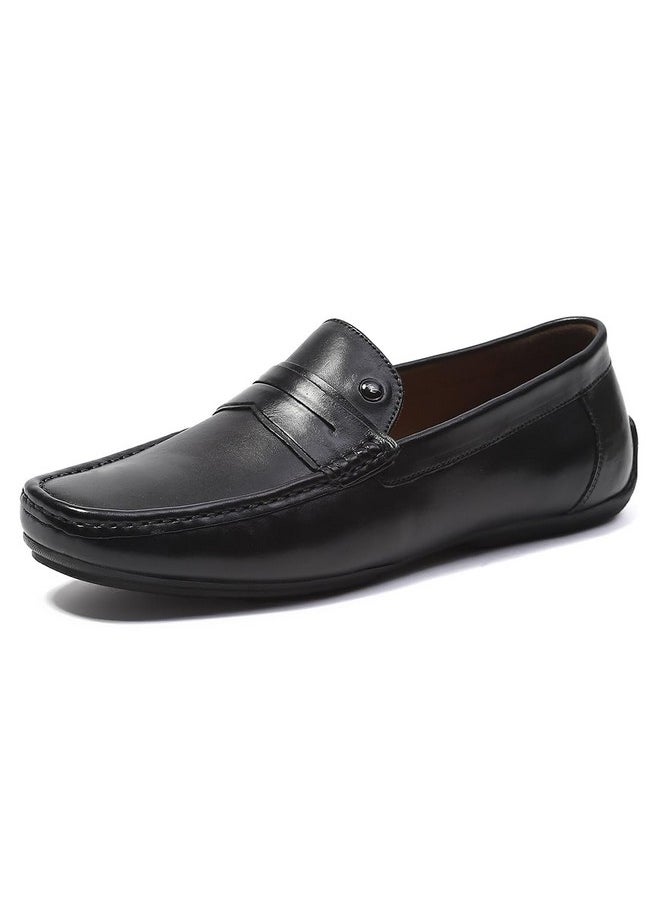 Monte Carlo - Monte Carlo Mens Black Solid Slip on Genuine Leather Loafers (201804FW-2-10) - Image 1