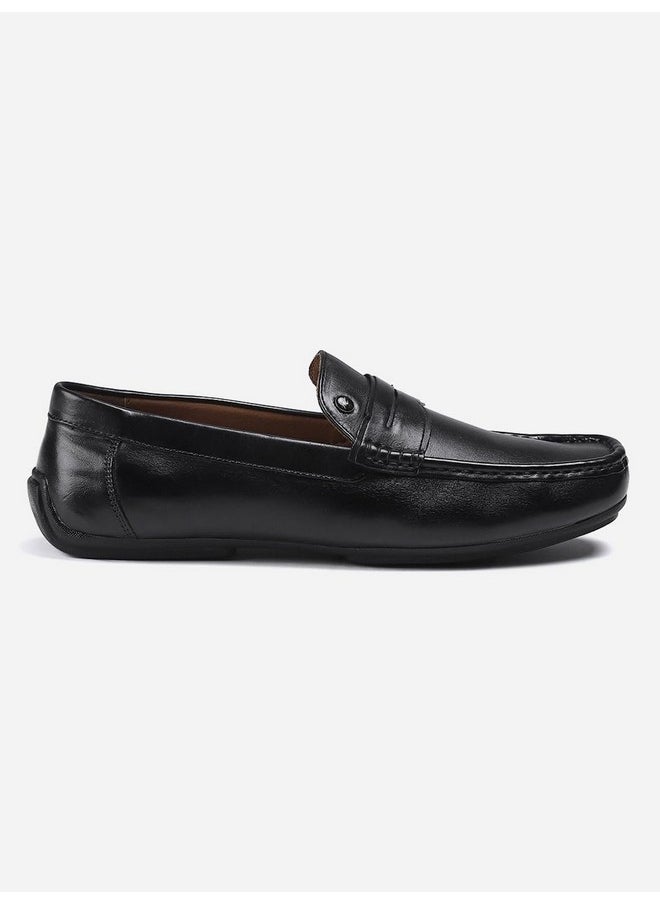 Monte Carlo - Monte Carlo Mens Black Solid Slip on Genuine Leather Loafers (201804FW-2-10) - Image 1