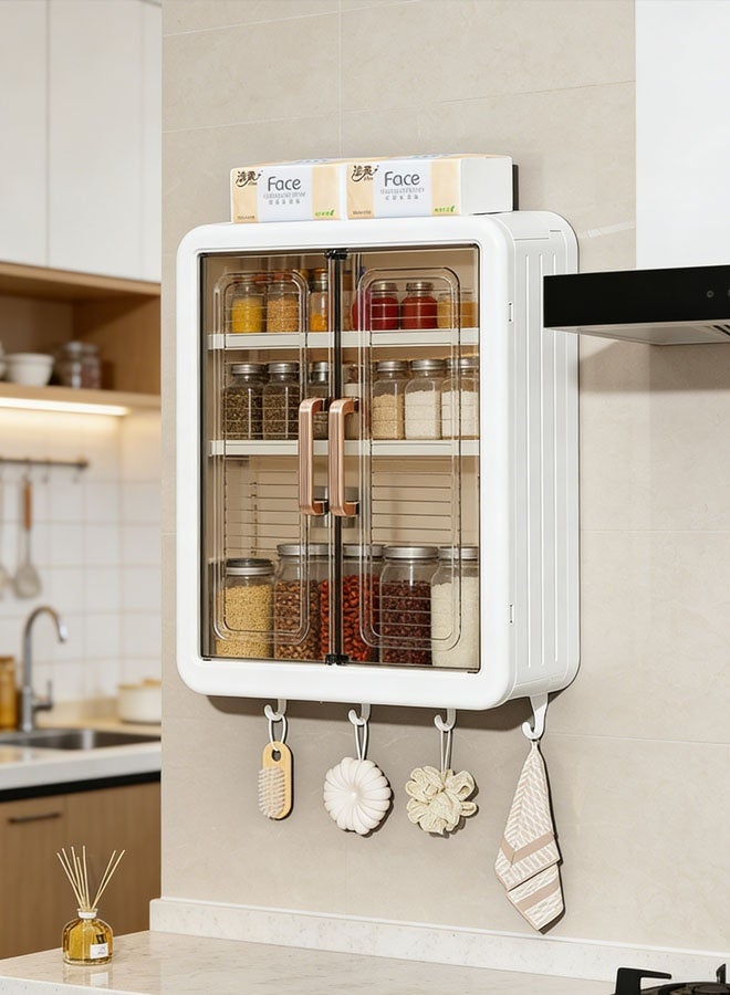 Wall Mounted Bathroom Rack, Storage Cabinet, Kitchen Bathroom Storage Rack, Suitable for Bathroom, Kitchen Storage,3-Tier Large Capacity No Drilling Bathroom Storage Shelf,Bathroom Organizer Rack Dust and Moisture Proof Shelf - Image 1
