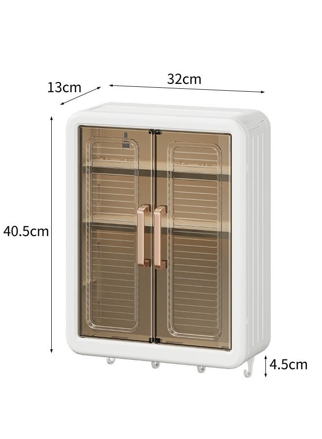 Wall Mounted Bathroom Rack, Storage Cabinet, Kitchen Bathroom Storage Rack, Suitable for Bathroom, Kitchen Storage,3-Tier Large Capacity No Drilling Bathroom Storage Shelf,Bathroom Organizer Rack Dust and Moisture Proof Shelf - Image 2