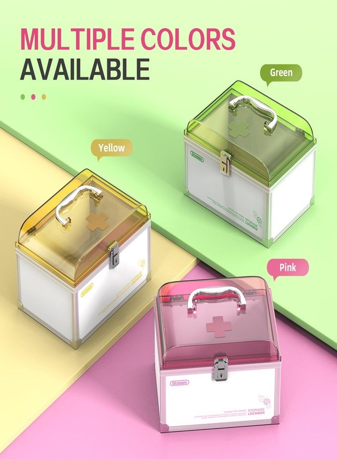 Glosen Medicine Lock Box With Key,pink,8.46 * 5.87 * 5.51 Inch,locked Medicine Box with Child Safe Lock - Image 4