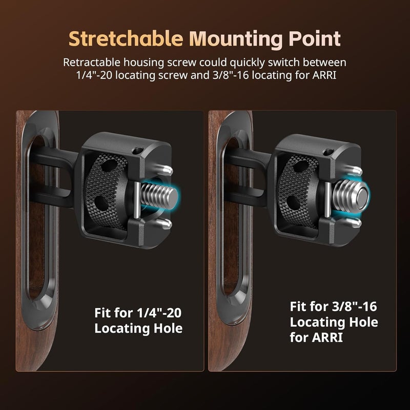 SMALLRIG Wooden Side Handle for Camera Cages with Two-in-One Locating Screw, Left or Right Side Ergonomic Handgrip, 29mm / 1.14in Vertical Adjustment, 15kg / 33.1lb Load Capacity - Image 2