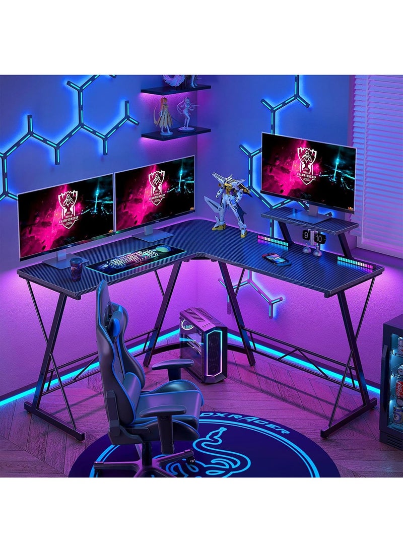 AnneFish 120cm L-Shaped Office Desk With Monitor Stand Home Office Table Gaming Desk Computer Desk L Desk Writing Workstation Corner Desk  - Image 2
