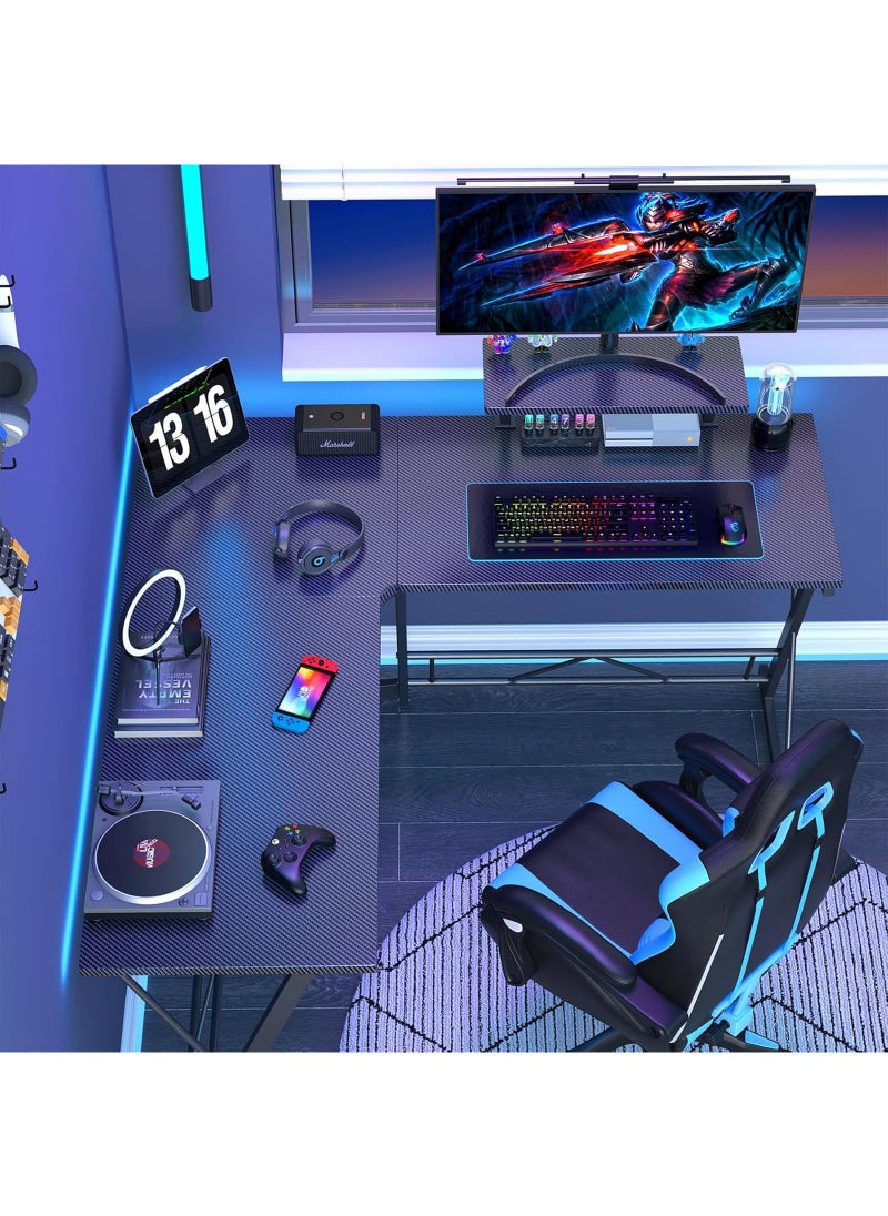AnneFish 120cm L-Shaped Office Desk With Monitor Stand Home Office Table Gaming Desk Computer Desk L Desk Writing Workstation Corner Desk  - Image 3