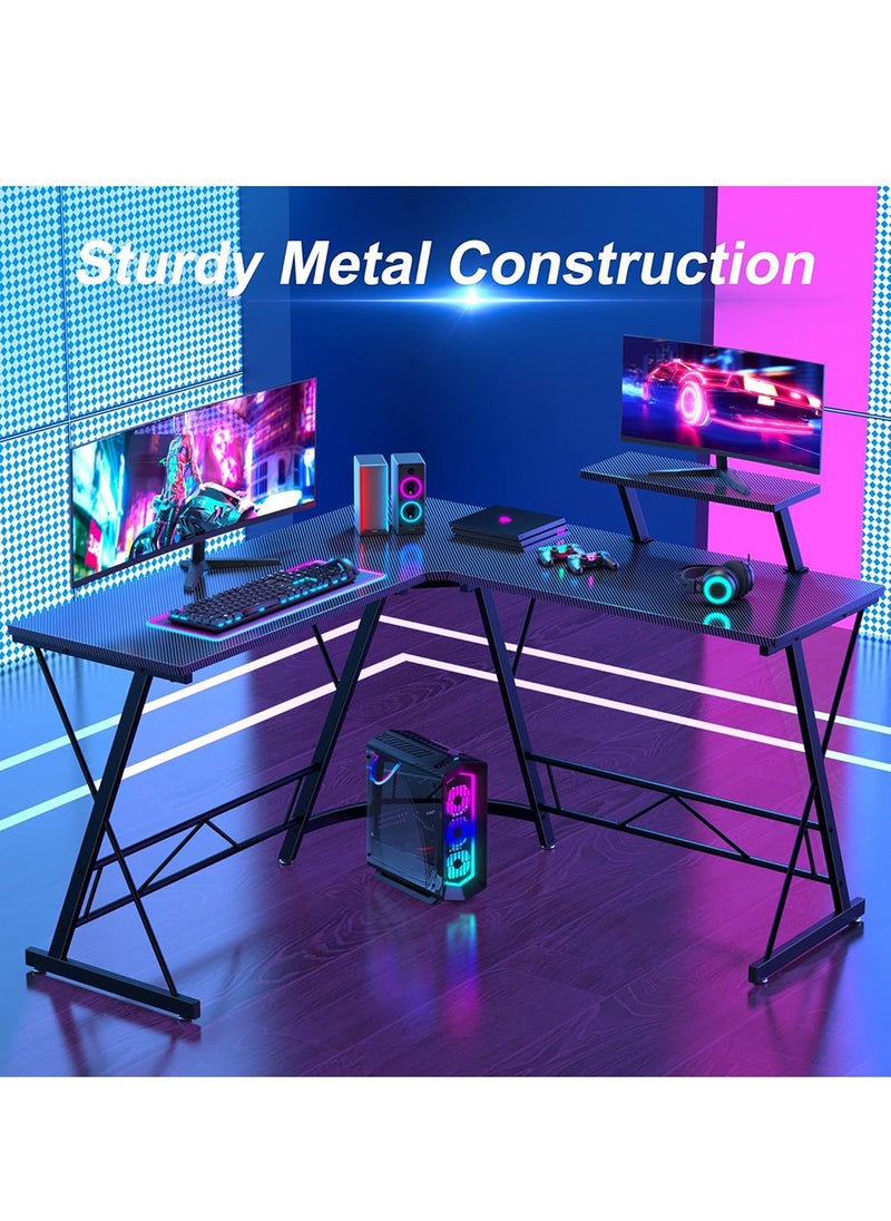 AnneFish 120cm L-Shaped Office Desk With Monitor Stand Home Office Table Gaming Desk Computer Desk L Desk Writing Workstation Corner Desk  - Image 4