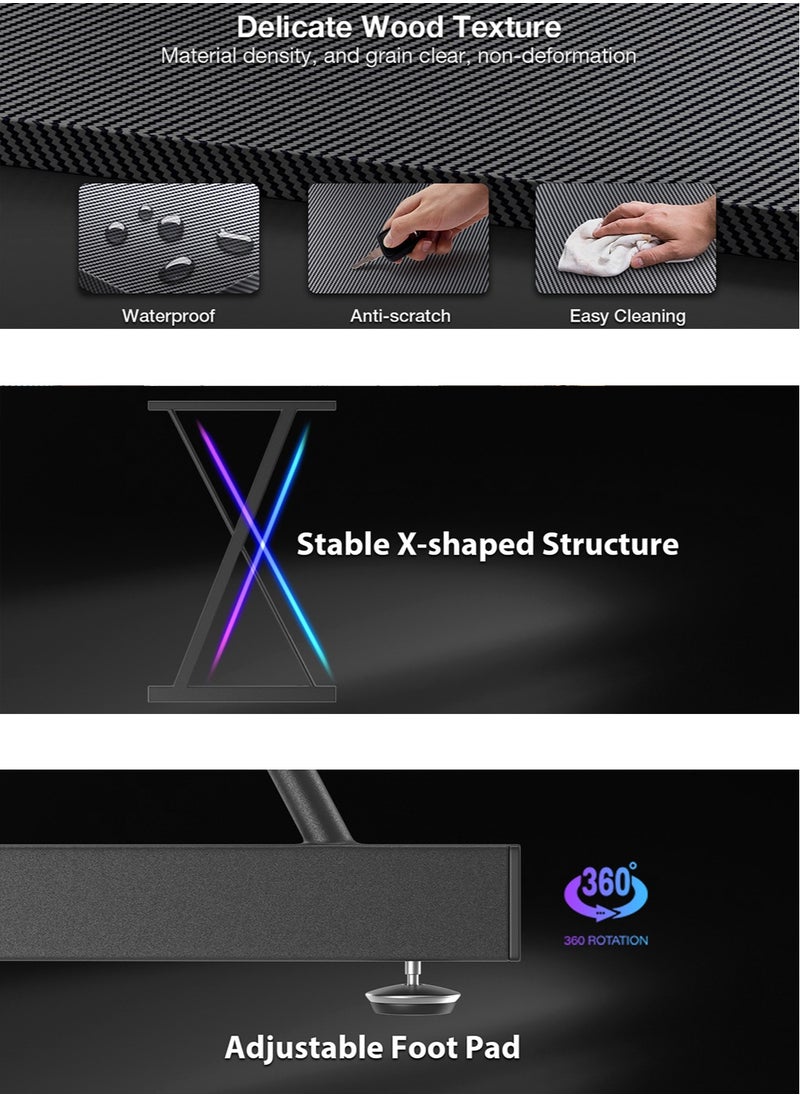 AnneFish - 120cm L-Shaped Office Desk With Monitor Stand Home Office Table Gaming Desk Computer Desk L Desk Writing Workstation Corner Desk - Image 1