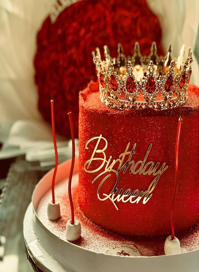 RAUMAXE Birthday Queen Cake Topper, Gold Acrylic Queen Birthday Cake Side Decoration for Women Girls Birthday Cake Charm Valentine's Day Mother's Day Cake Decoration (BIRTHDAY QUEEN GOLD2) - Image 1