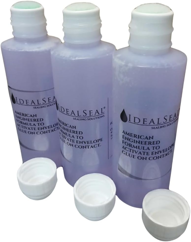 IDEALSEAL Envelope Moistener (120 ML) (3600 Envelpes) E-Z Seal Compatible 4 oz. Dabber Bottle of Sealing Solution PB Sealing Solution 601-7 Postage Stamp Envelope Seal (3 Bottles) - Image 1