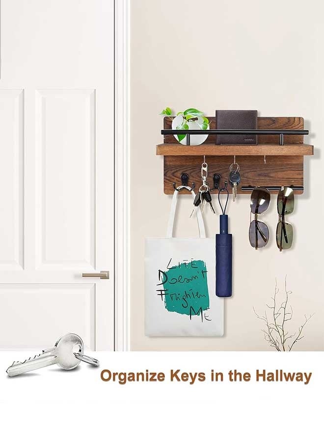 رَوَائِد رفوف حائط خشبية عائمة مع خطافات – رف جداري للتخزين والديكور، مناسب للمداخل، الحمام، غرفة النوم وغرفة المعيشة - Image 5