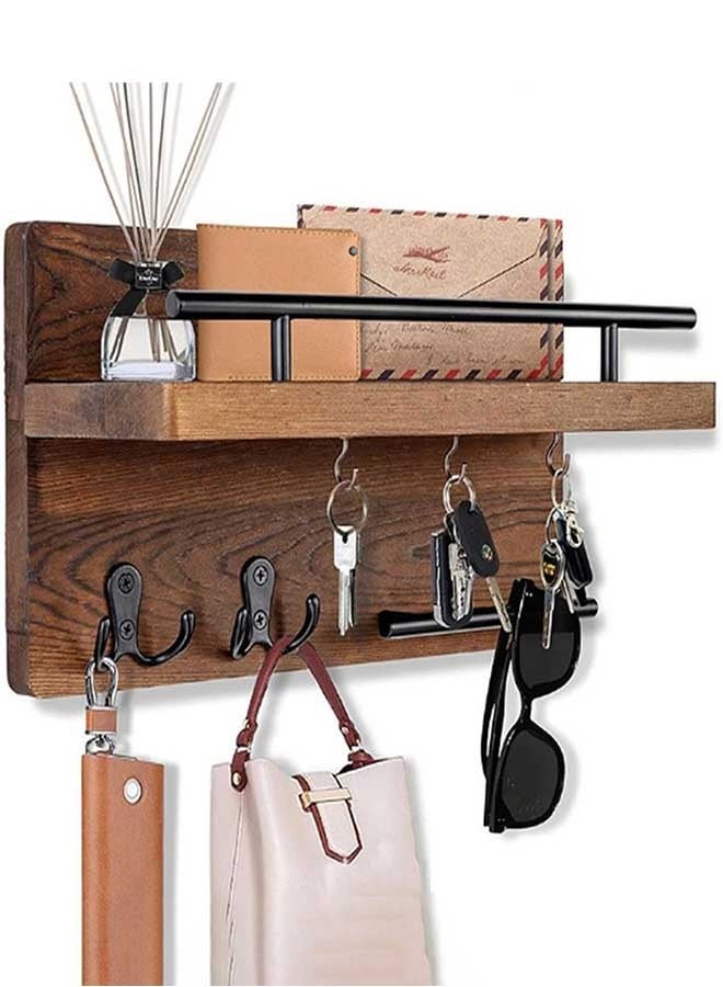 رَوَائِد رفوف حائط خشبية عائمة مع خطافات – رف جداري للتخزين والديكور، مناسب للمداخل، الحمام، غرفة النوم وغرفة المعيشة - Image 1