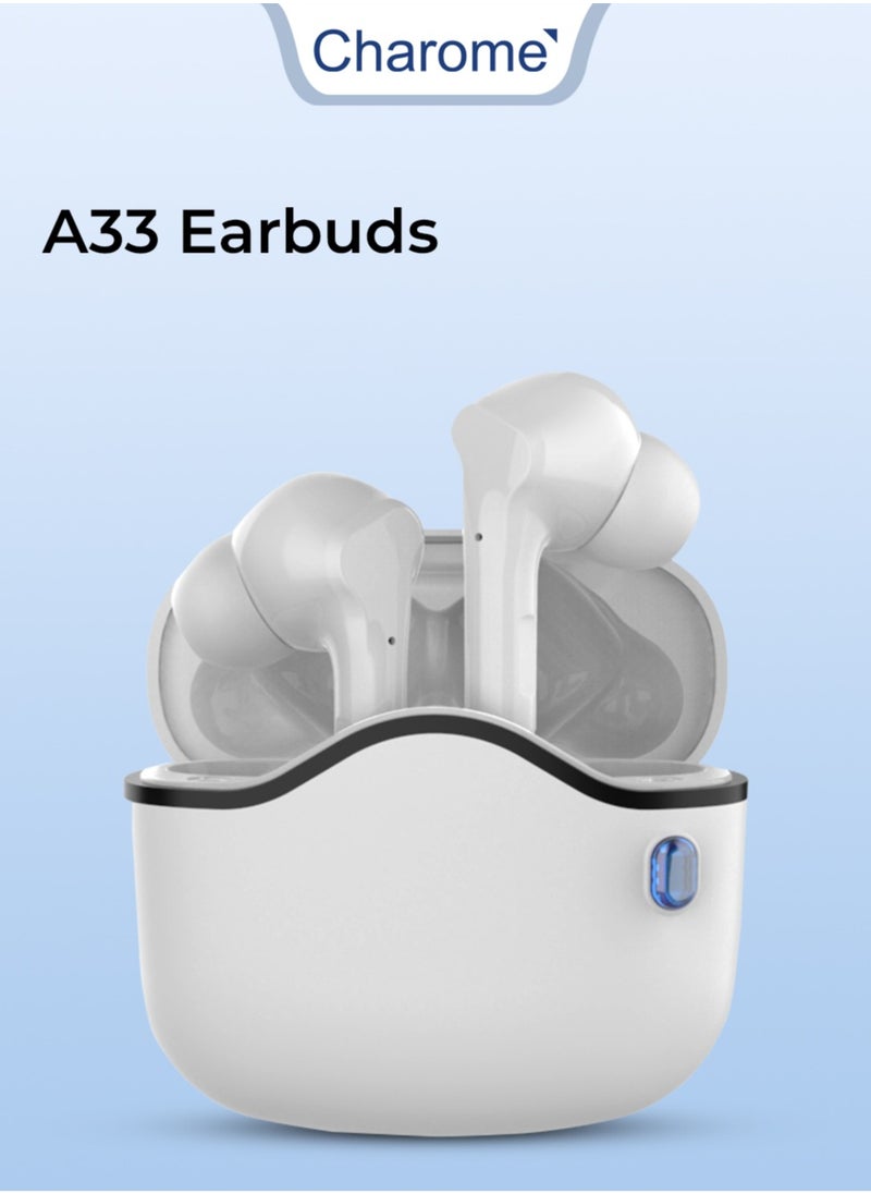 Charome - A33 Freedom Wireless Bluetooth Headset - White | High-Fidelity Sound, Ergonomic Design, Long Battery Life, and Built-in Microphone - Image 1