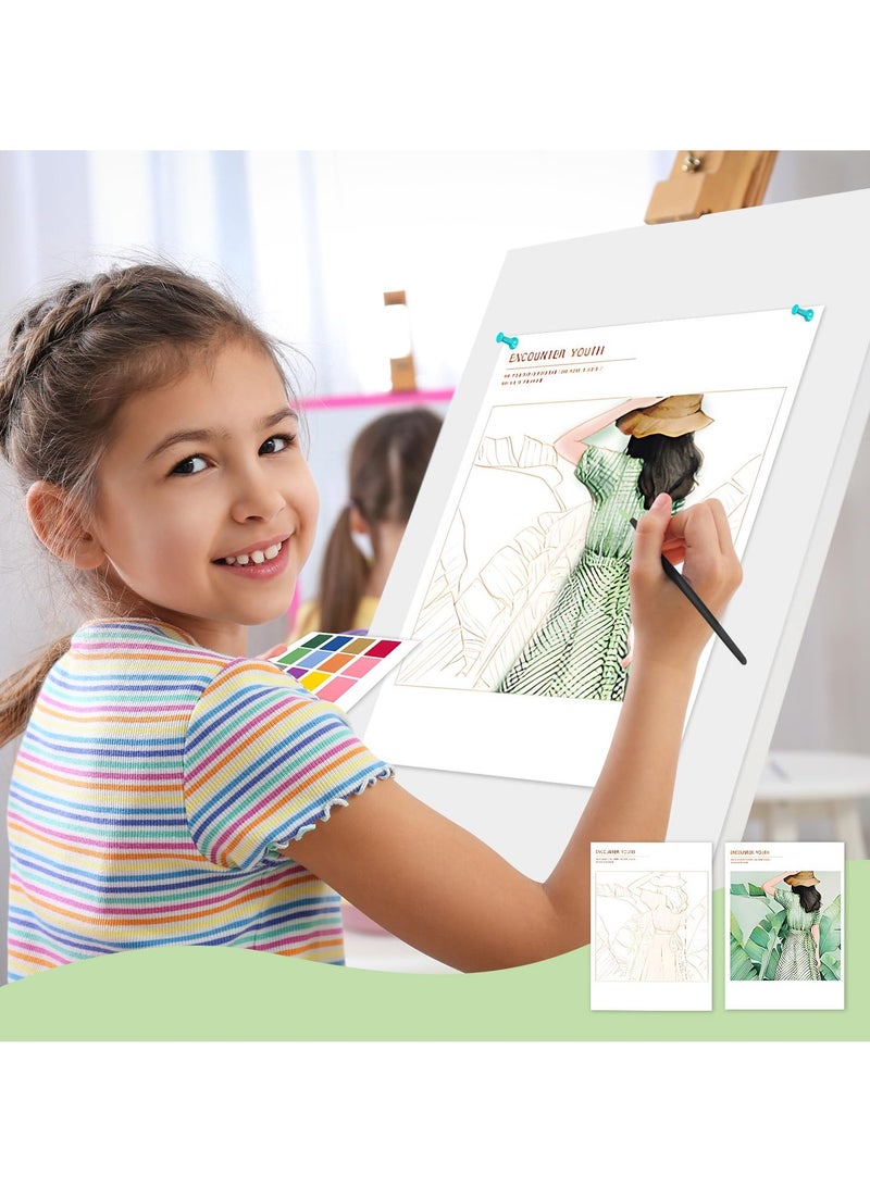 طقم 2 عبوة من أدوات الرسم بالألوان المائية للأطفال والكبار، اصنع بنفسك طلاء مع كتاب تلوين بالماء ومجموعة فرشاة، مثالي للنشاطات الفنية والإبداعية - Image 3