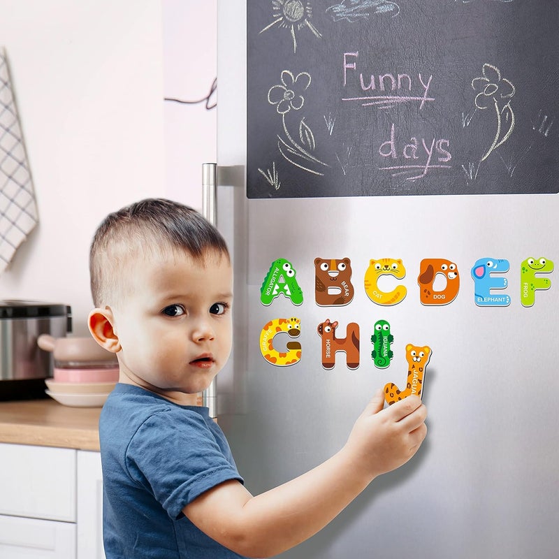 SpriteGru Large Size Magnetic Letters, Cute Animal Alphabet ABC Magnets for Fridge Colorful Uppercase Animals Toys Set Educational Spelling Learning Games for Kids, Toddlers 3 4 5 Years Old - Image 5
