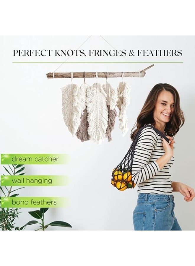 MeriWoolArt Cotton Macrame Yarn, 4mm, Grey, 225m, Super Soft, Simple Twist, Perfect for Wall Hanging, Hanging Basket, Curtain and More DIY Decoration - Image 2