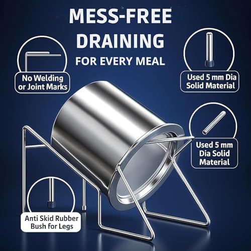 Yumun Stainless Steel Rice Pot Drainer Stand for Kitchen | Fruit, Beans, Noodle Strainer | Tabletop Cooked Rice Strainer | Hands-Free Drainer - Image 3