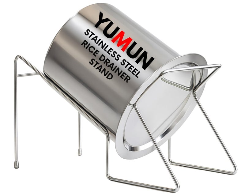 Yumun Stainless Steel Rice Pot Drainer Stand for Kitchen | Fruit, Beans, Noodle Strainer | Tabletop Cooked Rice Strainer | Hands-Free Drainer - Image 1